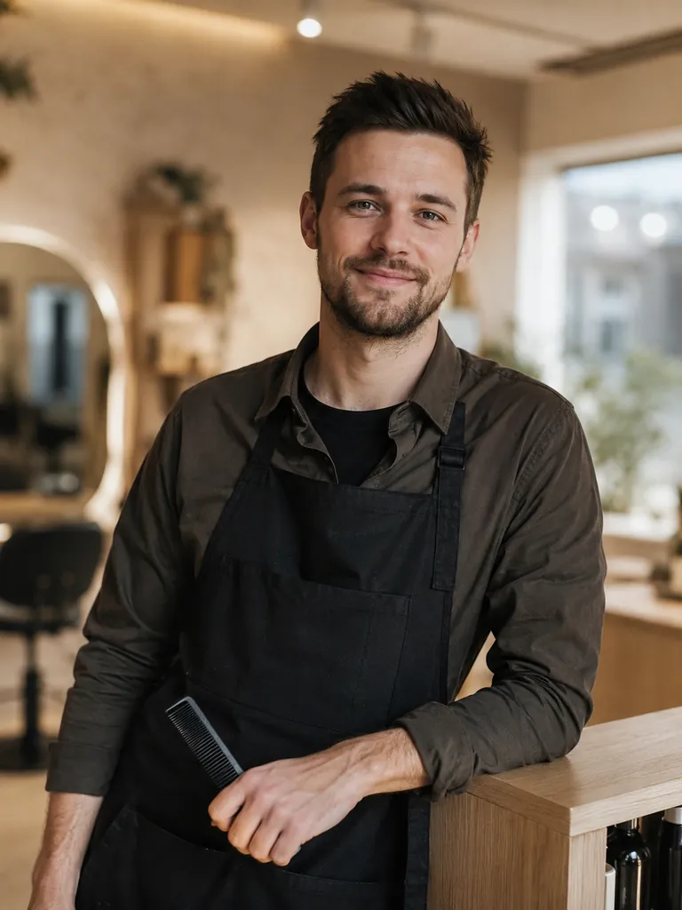 Frisør med kam ved disken