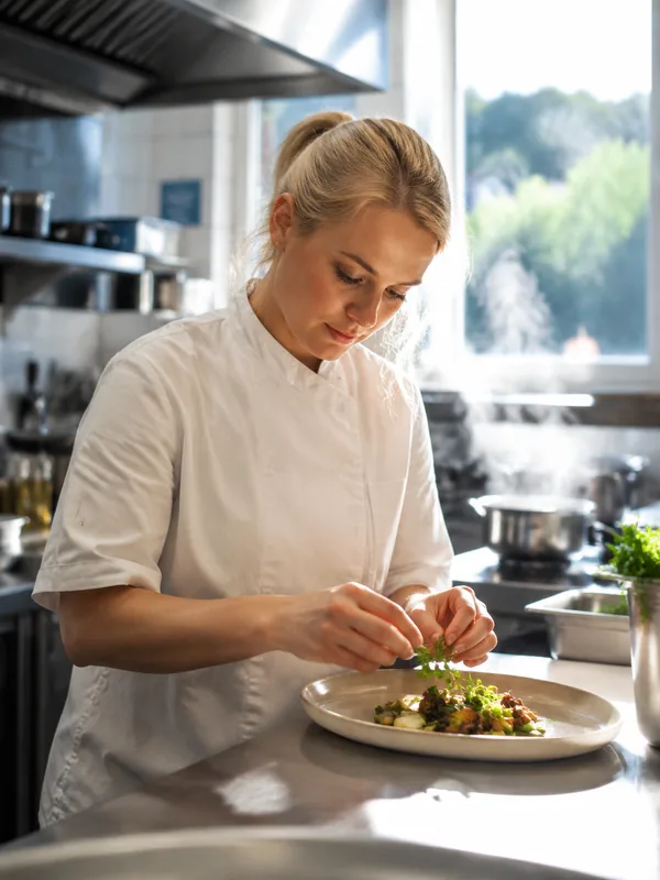 Kokk på et restaurantkjøkken